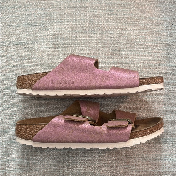 Birkenstock Arizona Washed Metallic Pink Leather Sandals EU 38 Women’s size 7 - Picture 8 of 11